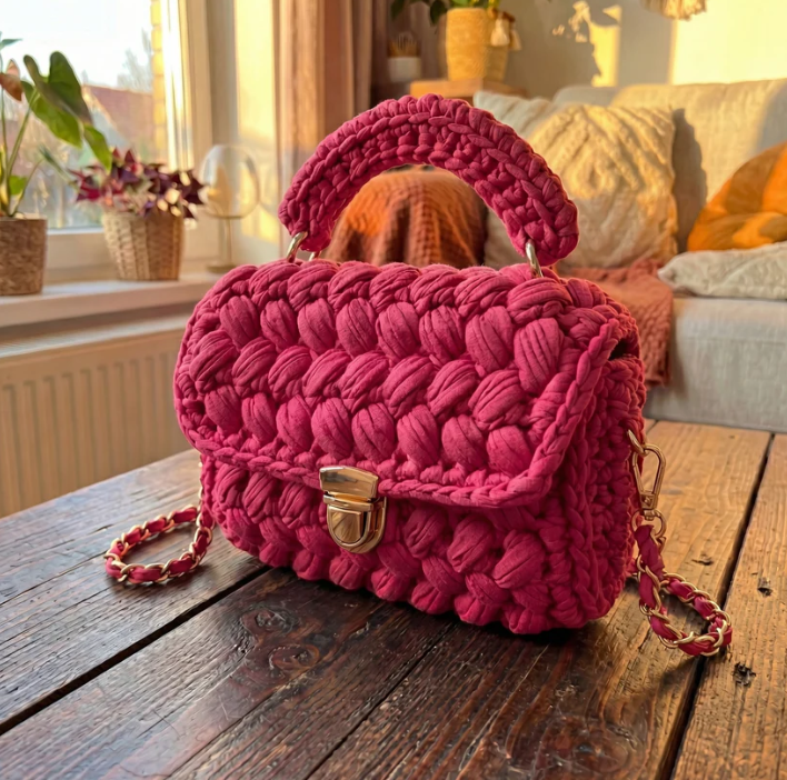 Selbstgehäkelte Tasche